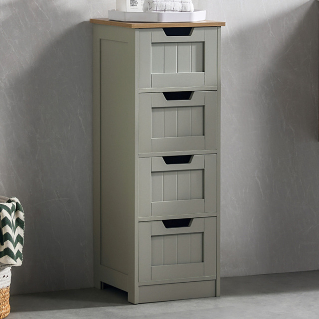 Bath Vida Priano 4 Drawer Grey Floor Cabinet - Size: 81 x 30 x 30cm - Wilko - image 1