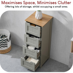 Bath Vida Priano 4 Drawer Grey Floor Cabinet - Size: 81 x 30 x 30cm - Wilko - thumbnail 7