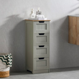 Bath Vida Priano 4 Drawer Grey Floor Cabinet - Size: 81 x 30 x 30cm - Wilko - thumbnail 4