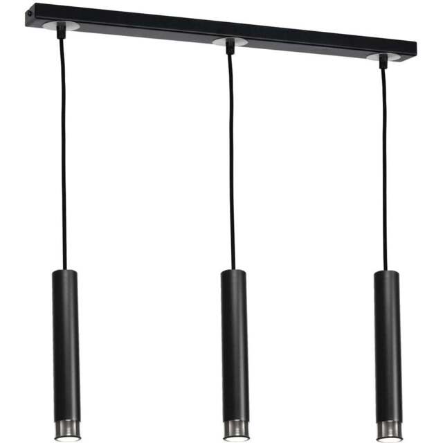 Milagro Dani Black and Chrome 3 Pendant Lamp 230V - Size: 6 x 60 x 90cm - Wilko - image 1