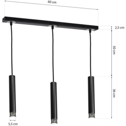 Milagro Dani Black and Chrome 3 Pendant Lamp 230V - Size: 6 x 60 x 90cm - Wilko - thumbnail 6