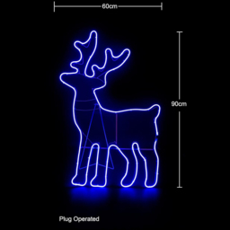 Shatchi Blue LED Standing Reindeer Neon Rope Silhouette - Size: 89 x 50 x 6.5cm - Wilko - thumbnail 5