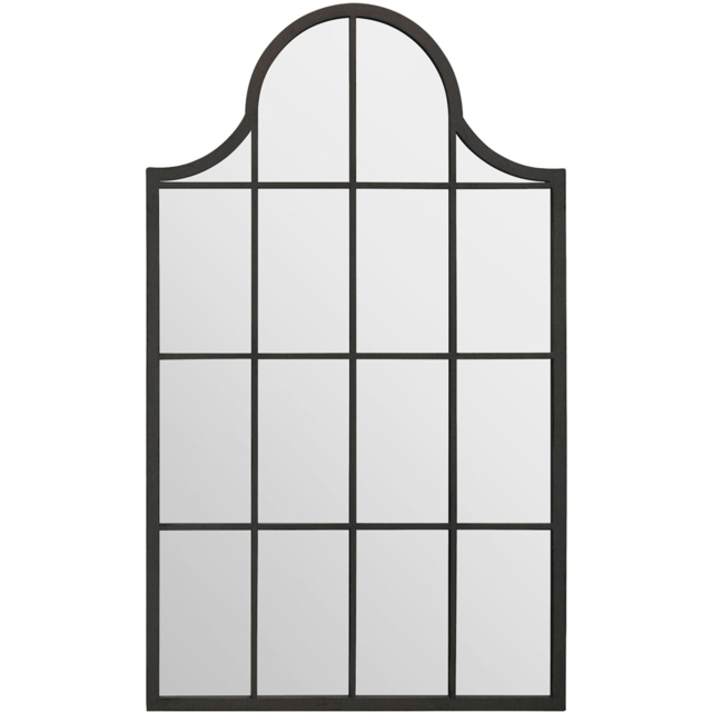 MirrorOutlet The Arcus Black Framed Arched Garden Wall Mirror 104 x 62cm - Size: 104 x 62 x 3cm - Wilko - image 1