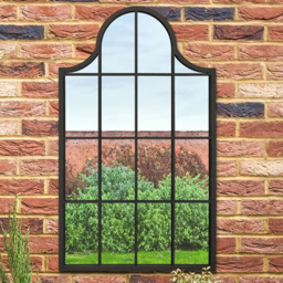 MirrorOutlet The Arcus Black Framed Arched Garden Wall Mirror 104 x 62cm - Size: 104 x 62 x 3cm - Wilko - thumbnail 3