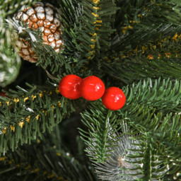 Everglow Green Pencil Snow Dipped Artificial Christmas Tree with Red Berries and Pinecones 5ft - Wilko - thumbnail 4