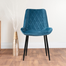 Furniturebox Molini Cesano 4 Seater Dining Set Black Gloss and Blue - Wilko - thumbnail 4