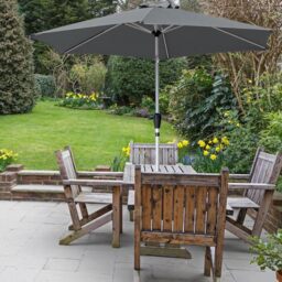 GlamHaus Dark Grey Tilting Garden Parasolwith Crank Handle 2.7m - Wilko - thumbnail 6