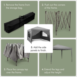VonHaus 3 x 3m Slate Grey Pop-up Gazebo with Removable Side Panel - Wilko - thumbnail 6