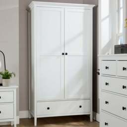 Home Source Belle Vue 2 Door Single Drawer White Wardrobe with Hanging Rail - Size: 2 Door, Single Drawer - Wilko - thumbnail 1