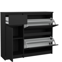 Florence Single Door 3 Drawer Matt Black Shoe Cabinet - Size: 31.5 x 108.9 x 92.9cm - Furniture to Go - Wilko - thumbnail 5