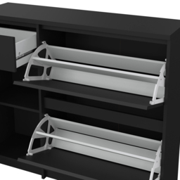Florence Single Door 3 Drawer Matt Black Shoe Cabinet - Size: 31.5 x 108.9 x 92.9cm - Furniture to Go - Wilko - thumbnail 6
