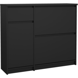 Florence Single Door 3 Drawer Matt Black Shoe Cabinet - Size: 31.5 x 108.9 x 92.9cm - Furniture to Go - Wilko - thumbnail 3