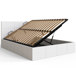 GFW King Size White Faux Leather Side Lift Ottoman Bed with Bonnell Mattress - Wilko - thumbnail 5