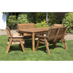 Charles Taylor Solid Wood 6 Seater Rectangular Outdoor Dining Set with Red Cushions - Wilko - thumbnail 6