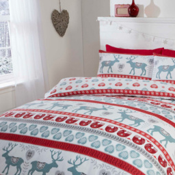 Rapport Home Scandi King Size Red Brushed Cotton Reversible Duvet Set - Wilko - thumbnail 3