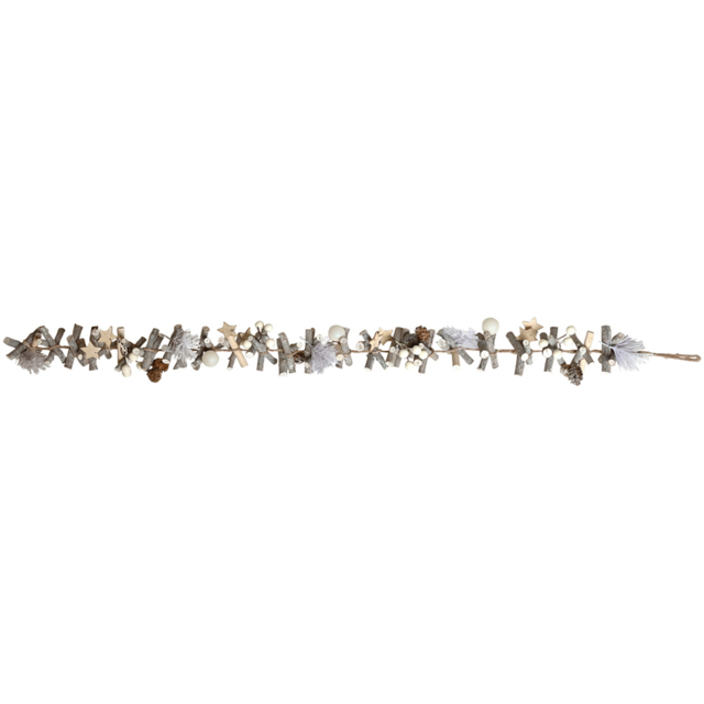 The Seasonal Gift Co. White Frosted Twig Garland 100cm - Size: 115 x 9 x 9cm - Grey - Wilko - image 1