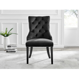 Furniturebox Kennsington Set of 2 Black Velvet Knockerback Dining Chair - Wilko - thumbnail 7