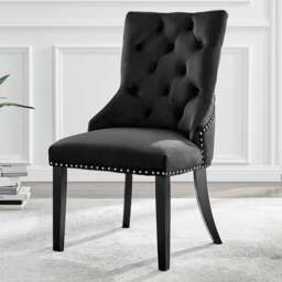Furniturebox Kennsington Set of 2 Black Velvet Knockerback Dining Chair - Wilko - thumbnail 1