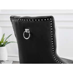 Furniturebox Kennsington Set of 2 Black Velvet Knockerback Dining Chair - Wilko - thumbnail 3