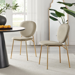 Furniturebox Holly Set of 2 Taupe and Gold Velvet Dining Chairs - Wilko - thumbnail 5
