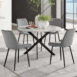 Furniturebox Arona Cesano Marble Effect 4 Seater Dining Set White Black and Grey - Wilko - thumbnail 1