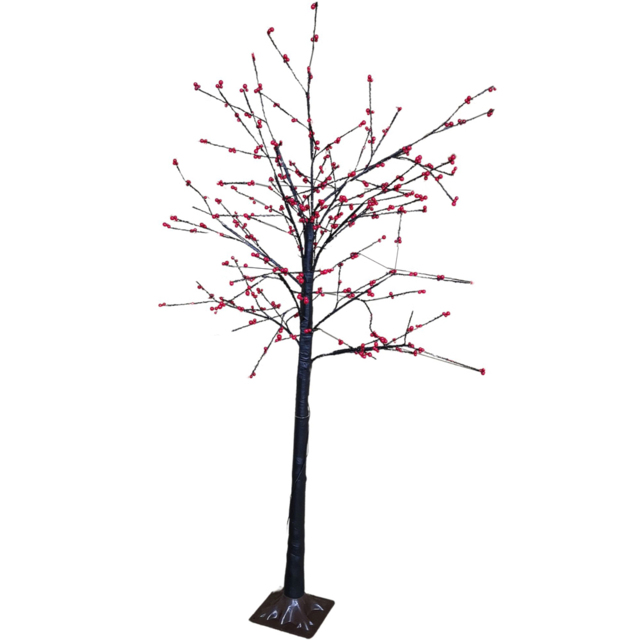 Samuel Alexander Warm White LED Pre Lit Black Twig Artificial Christmas Tree with Red Berries 6ft - Wilko - image 1