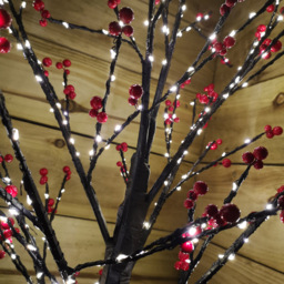 Samuel Alexander Warm White LED Pre Lit Black Twig Artificial Christmas Tree with Red Berries 6ft - Wilko - thumbnail 4