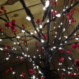 Samuel Alexander Warm White LED Pre Lit Black Twig Artificial Christmas Tree with Red Berries 6ft - Wilko - thumbnail 5
