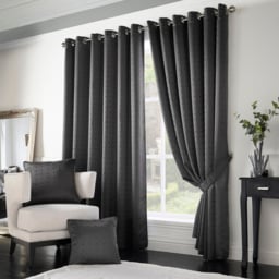 Alan Symonds Madison Charcoal Ring Top Curtain 168 x 137cm - Size: W 168 x D 137cm - Grey - Wilko - thumbnail 1