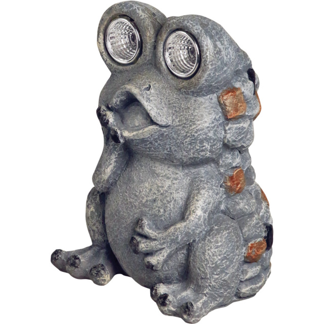 Luxform Solar Powered LED Stone Frog Light - Size: 10 x 11 x 15.5cm - Grey - Wilko