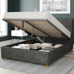 Aspire Caine Small Double Granite Kimiyo Linen Ottoman Bed - Grey - Aspire Beds - Wilko - thumbnail 3