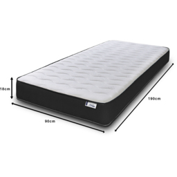 Extreme Comfort Cooltouch Colours Black Single Memory Foam and Spring Mattress - eXtreme comfort ltd - Wilko - thumbnail 6