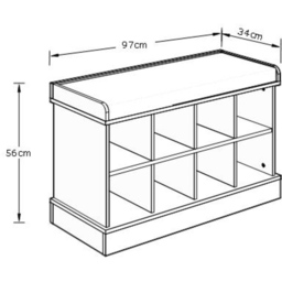 GFW Kempton Grey Shoe Bench - Size: 34 x 97 x 56cm - Wilko - thumbnail 7