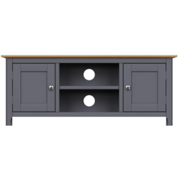 FWStyle Taberno 2 Door 2 Shelf Graphite Blue and Oak Wide TV Unit - Size: 44 x 110 x 35cm - Wilko - thumbnail 4
