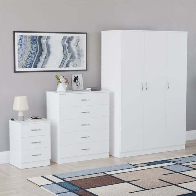 Vida Designs Riano White 3 Piece Bedroom Furniture Set - Wilko - image 1