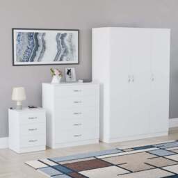 Vida Designs Riano White 3 Piece Bedroom Furniture Set - Wilko - thumbnail 1