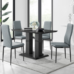 Furniturebox Molini Valera 4 Seater Dining Set Black and Grey - Wilko - thumbnail 1