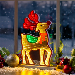 The Christmas Workshop 155 Multicolour LED Reindeer Double Sided Infinity Light 28cm - Size: 27 x 16.5 x 3.5cm - Wilko - thumbnail 3