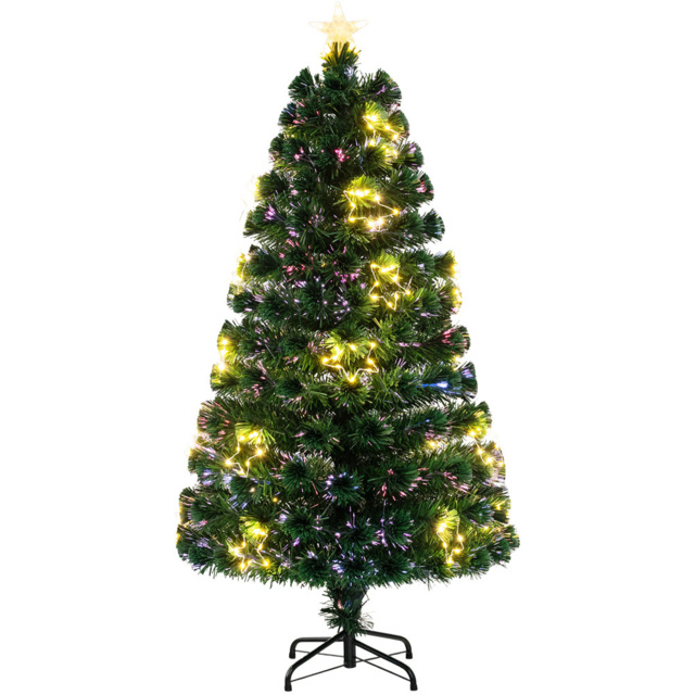 Costway 18 String Light Fibre Optic Pre-Lit Artificial Christmas Tree 5ft - Green - Wilko - image 1
