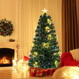 Costway 18 String Light Fibre Optic Pre-Lit Artificial Christmas Tree 5ft - Green - Wilko - thumbnail 3