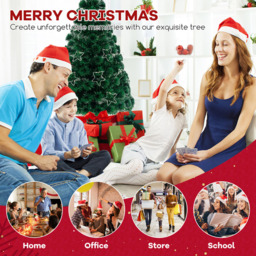 Costway 18 String Light Fibre Optic Pre-Lit Artificial Christmas Tree 5ft - Green - Wilko - thumbnail 5