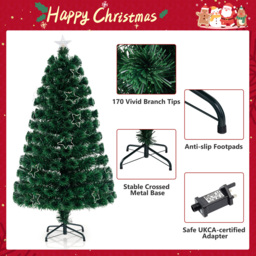 Costway 18 String Light Fibre Optic Pre-Lit Artificial Christmas Tree 5ft - Green - Wilko - thumbnail 6