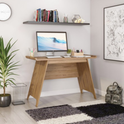 Teknik Office Baylor Trestle Beaufort Desk Oak Finish - Size: 120 x 55 x 77cm - Brown - Wilko - thumbnail 4