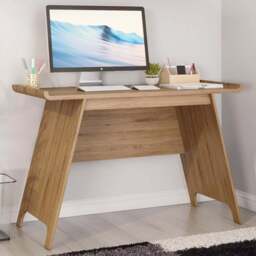 Teknik Office Baylor Trestle Beaufort Desk Oak Finish - Size: 120 x 55 x 77cm - Brown - Wilko