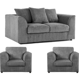 Luxor 4 Seater Grey Jumbo Cord Scatter Back Sofa Suite - Wilko - thumbnail 3