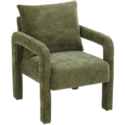 Living and Home Green Chenille Upholstered Accent Chair with Lumbar Pillow - Size: Single - Wilko - thumbnail 3