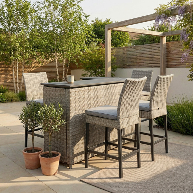 New Hampshire 4 Seater Bar Set - Grey - Malay Deluxe - Wilko - image 1