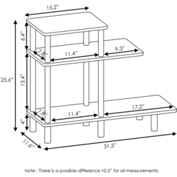 Walplus 2 Shelf Espresso Black Turn-N-Tube Side Table - Size: 29.49 x 65.1 x 80.01cm - Wilko - thumbnail 7