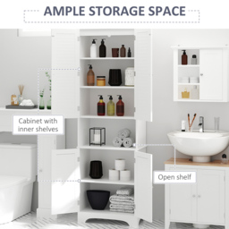 Portland 4 Door White Tall Floor Cabinet - Size: 60 x 30 x 183cm - Wilko - thumbnail 5