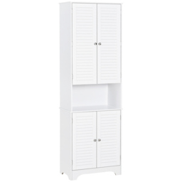 Portland 4 Door White Tall Floor Cabinet - Size: 60 x 30 x 183cm - Wilko - thumbnail 3